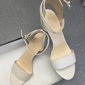 Nine West off white wedge sandals with ankle strap